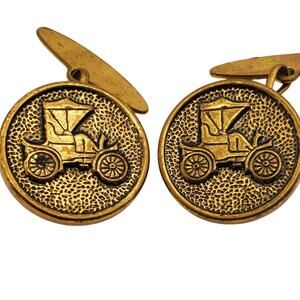 Model T Car Cufflinks Gold Tone Vintage Jewelry Classic Automobile Lover Gift